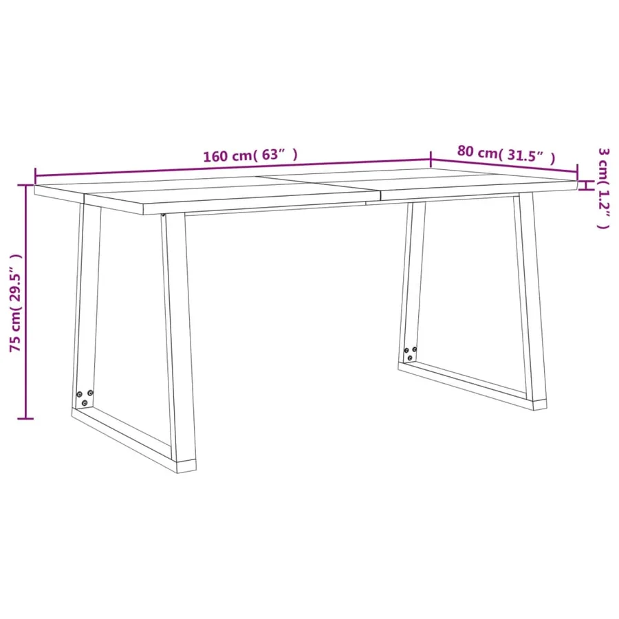 Ensemble à manger 3 pcs avec bord vivant bois massif d'acacia - 11