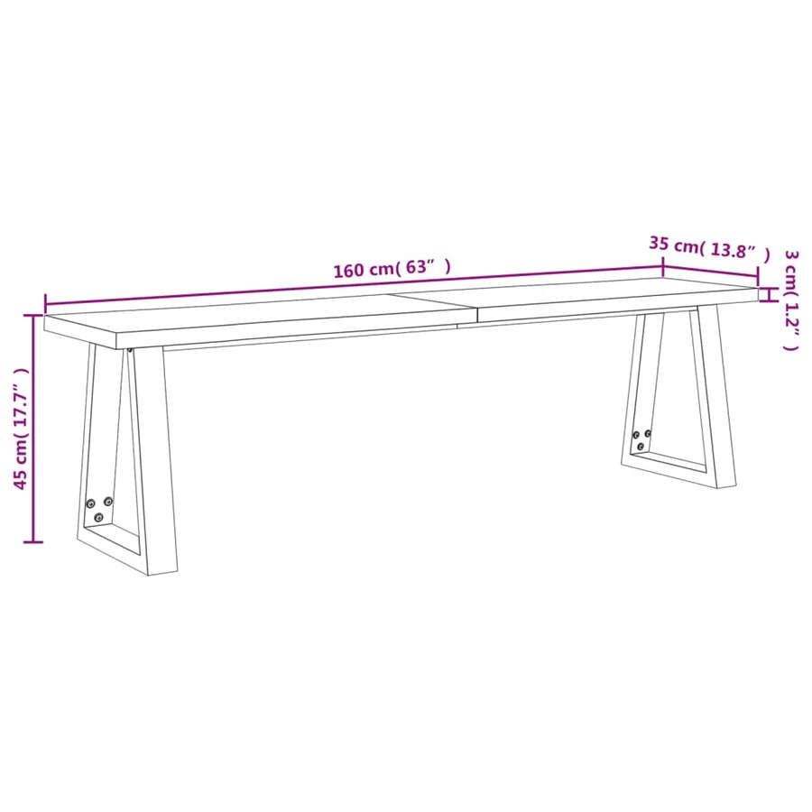 Ensemble à manger 3 pcs avec bord vivant bois massif d'acacia - 12