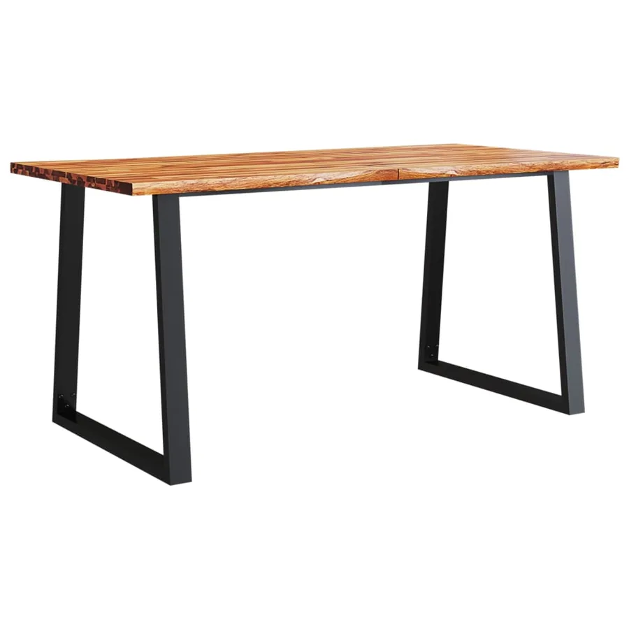 Ensemble à manger 3 pcs avec bord vivant bois massif d'acacia - 3