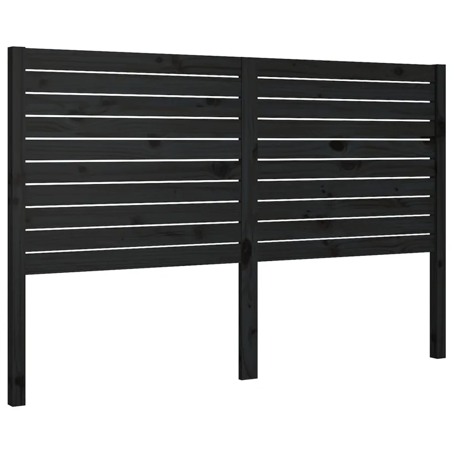 Tête de lit Noir 126x4x100 cm Bois massif de pin - 2