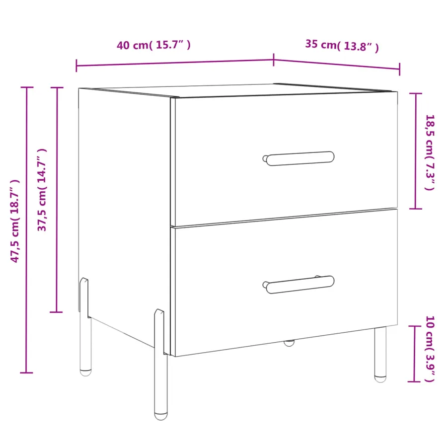 Table de chevet chêne sonoma 40x35x47,5 cm bois d’ingénierie - 12