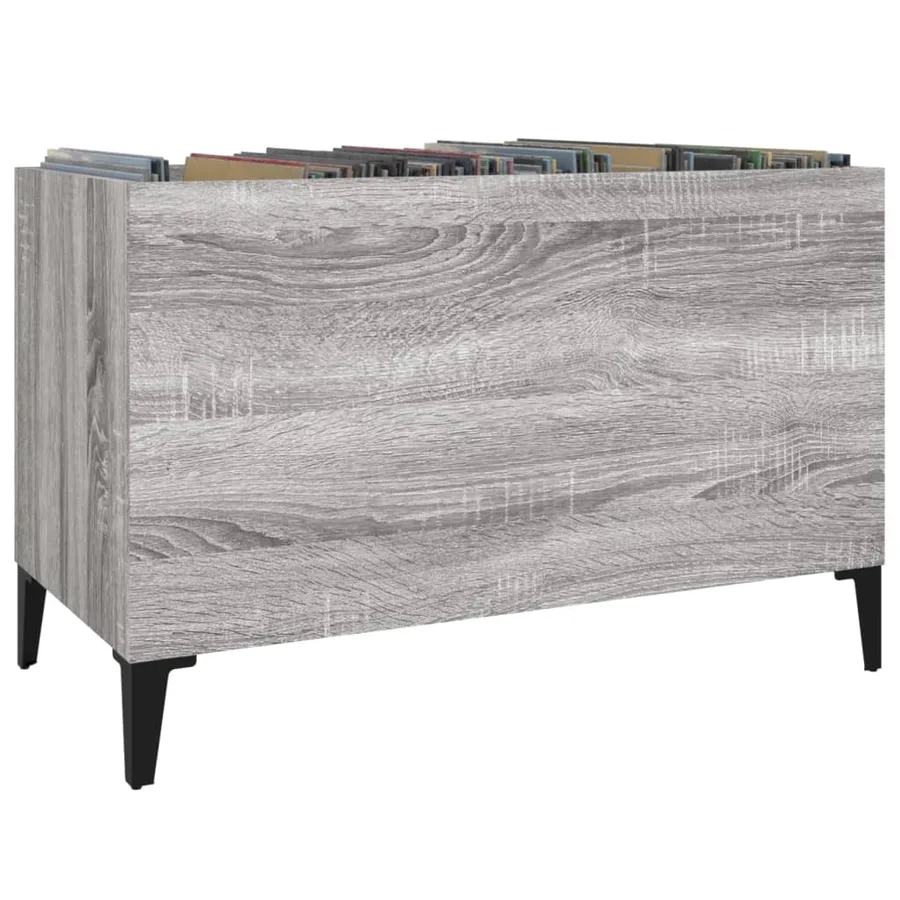 Armoire à disques sonoma gris 74,5x38x48 cm bois d'ingénierie - 4