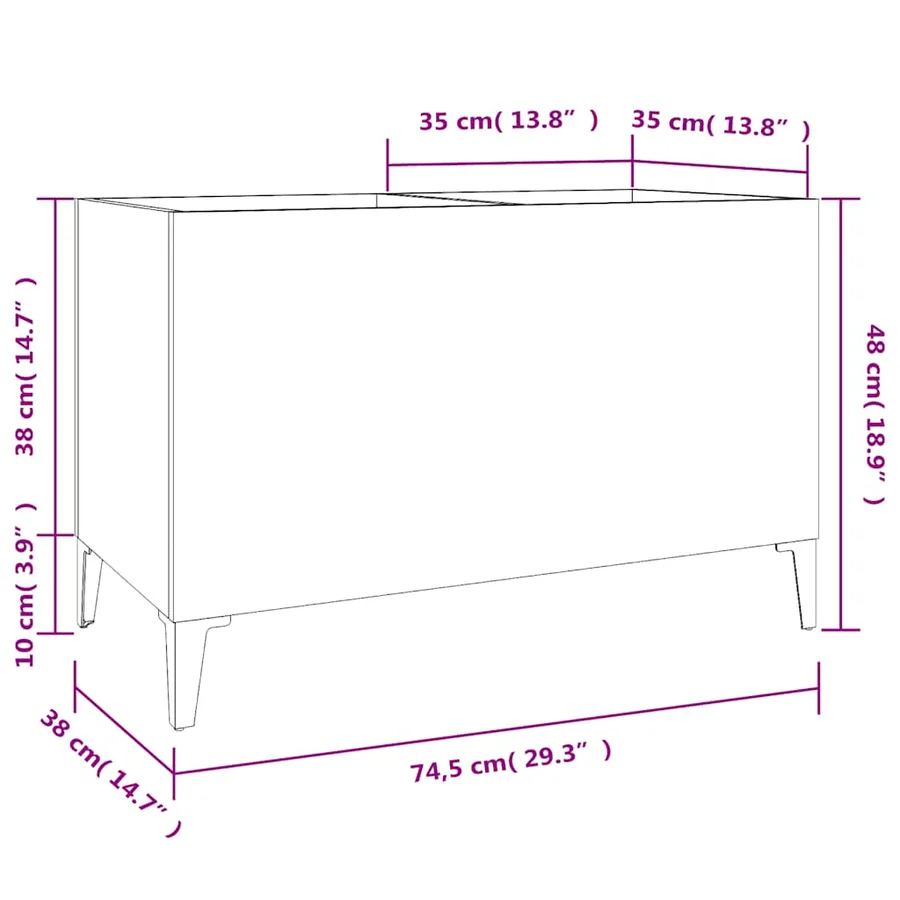 Armoire à disques sonoma gris 74,5x38x48 cm bois d'ingénierie - 8