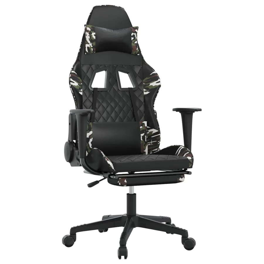 Chaise de jeu avec repose-pied Noir et camouflage Similicuir - 2