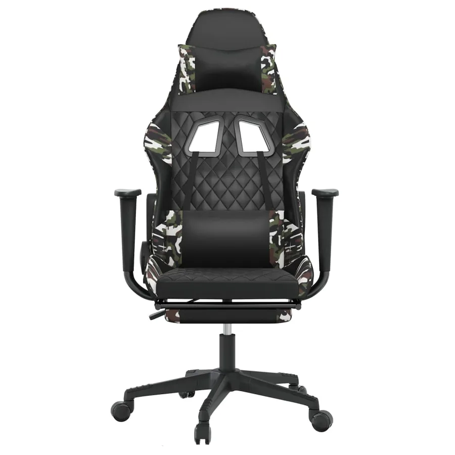 Chaise de jeu avec repose-pied Noir et camouflage Similicuir - 3