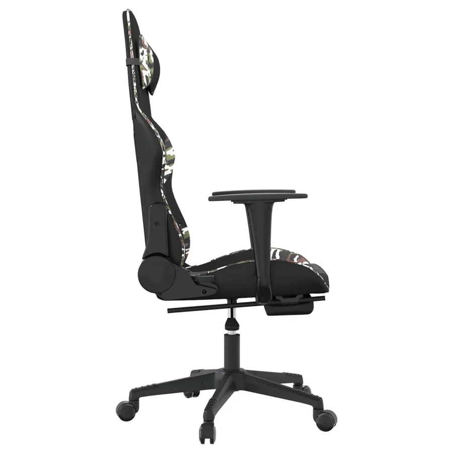 Chaise de jeu avec repose-pied Noir et camouflage Similicuir - 4