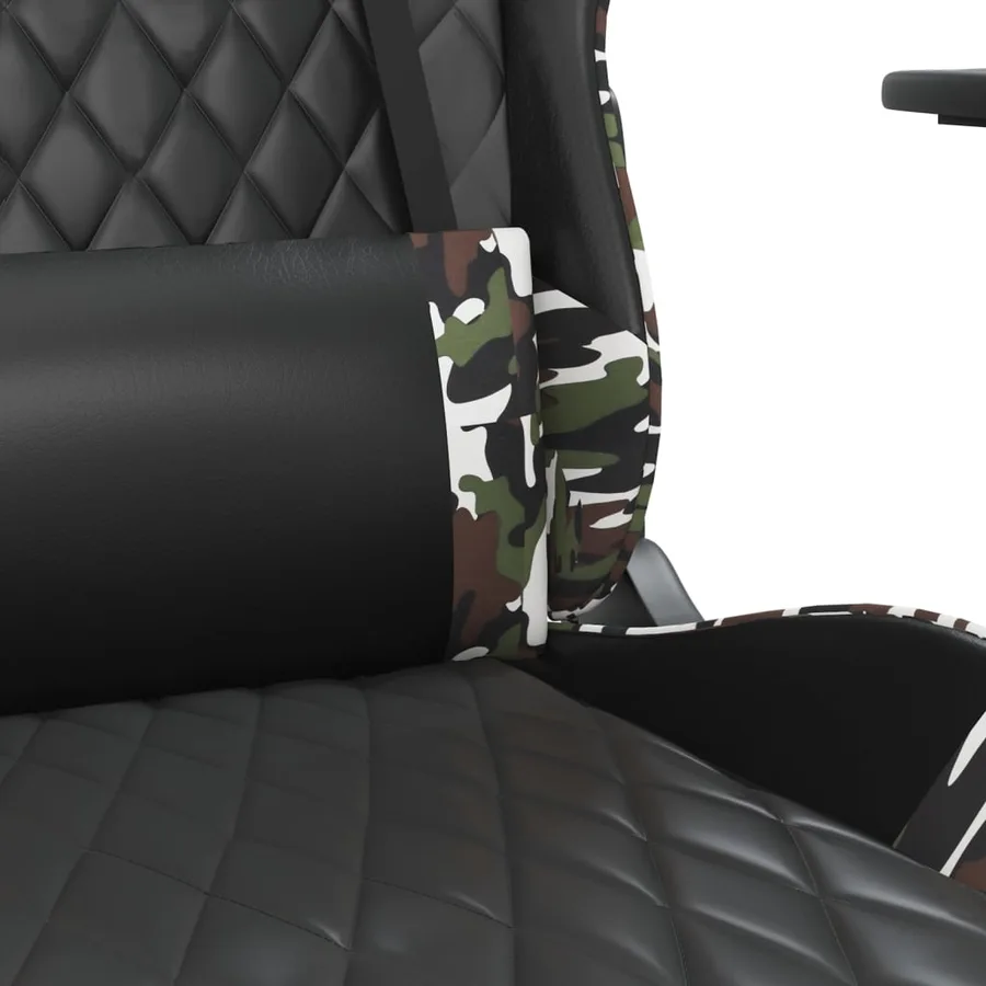 Chaise de jeu avec repose-pied Noir et camouflage Similicuir - 9