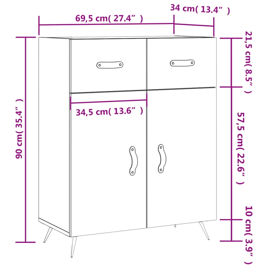 Buffet sonoma gris 69,5x34x90 cm bois d'ingénierie - 13