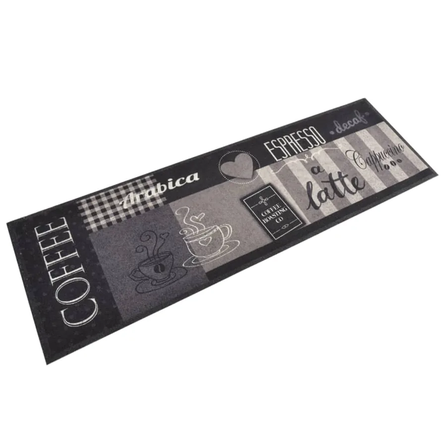 Tapis de cuisine lavable impression café noir 60x180 cm velours