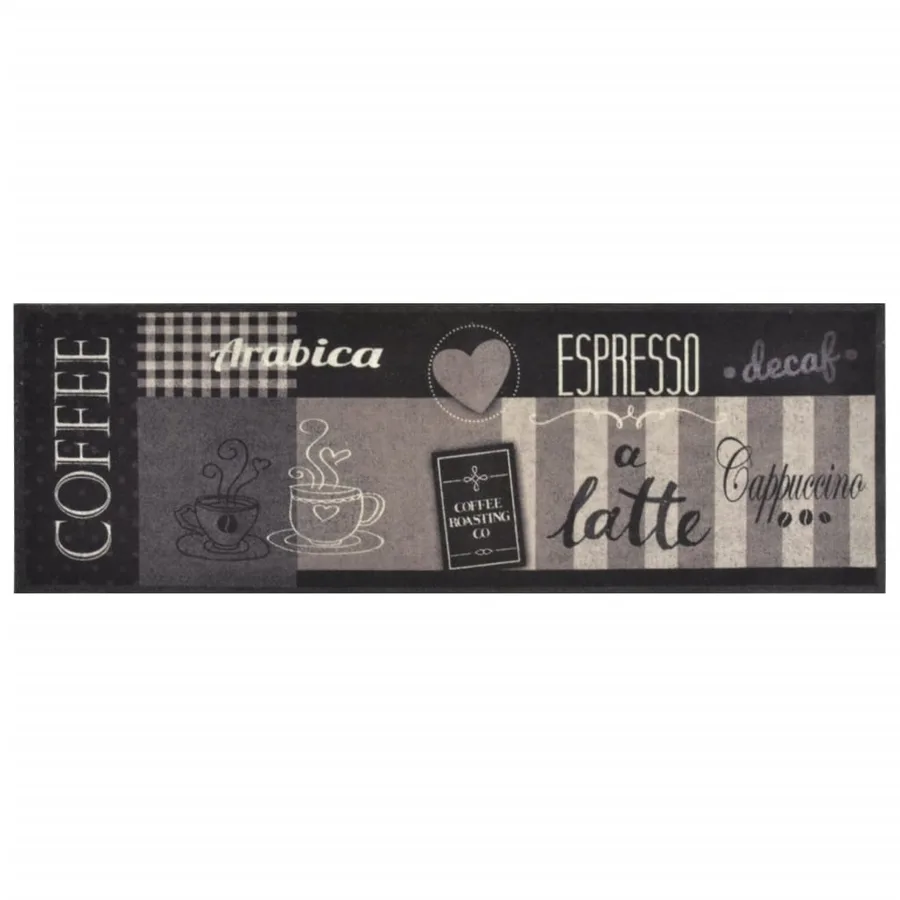 Tapis de cuisine lavable impression café noir 60x180 cm velours - 2
