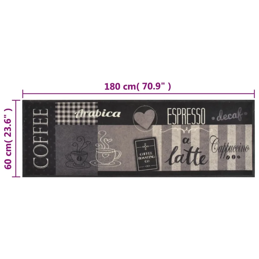 Tapis de cuisine lavable impression café noir 60x180 cm velours - 5