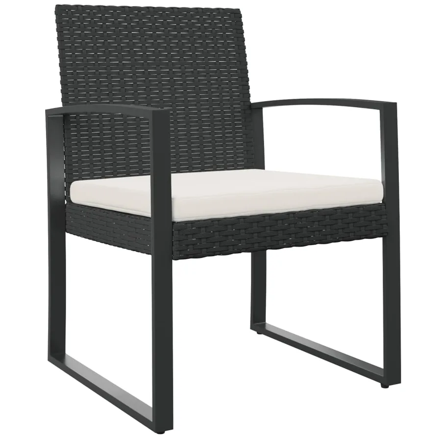 Chaises à manger de jardin lot de 2 noir rotin PP - 2