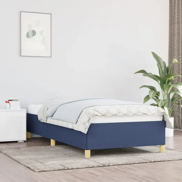 Cadre de lit sans matelas bleu 90x200 cm tissu