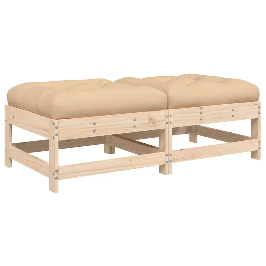 Repose-pieds de jardin avec coussins lot de 2 bois pin massif - 2