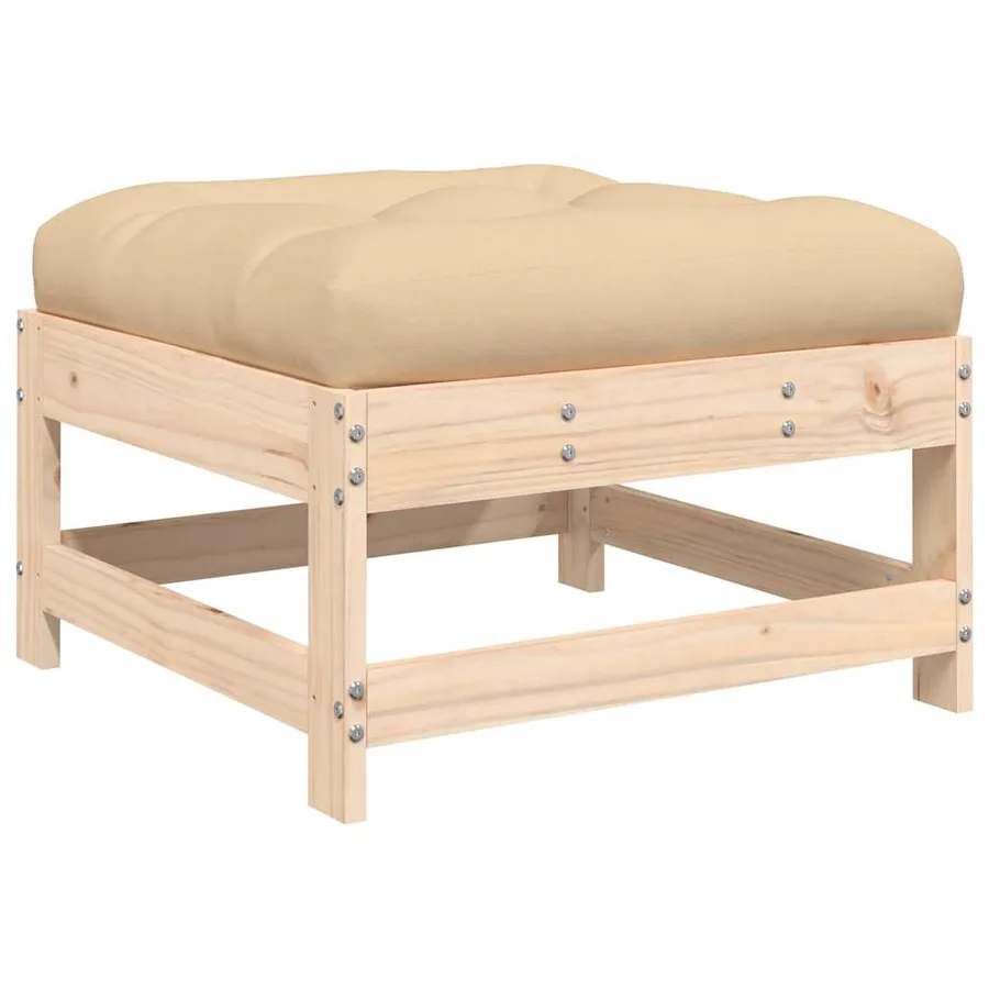 Repose-pieds de jardin avec coussins lot de 2 bois pin massif - 4