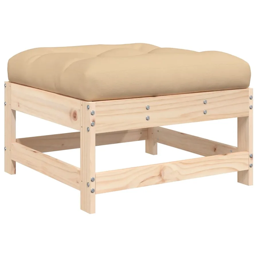 Repose-pieds de jardin avec coussins lot de 2 bois pin massif - 6