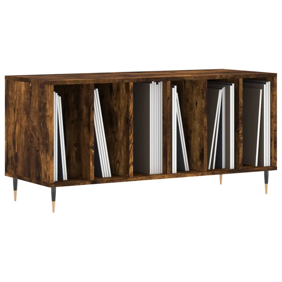 Armoire à disques chêne fumé 100x38x48 cm bois d'ingénierie - 3