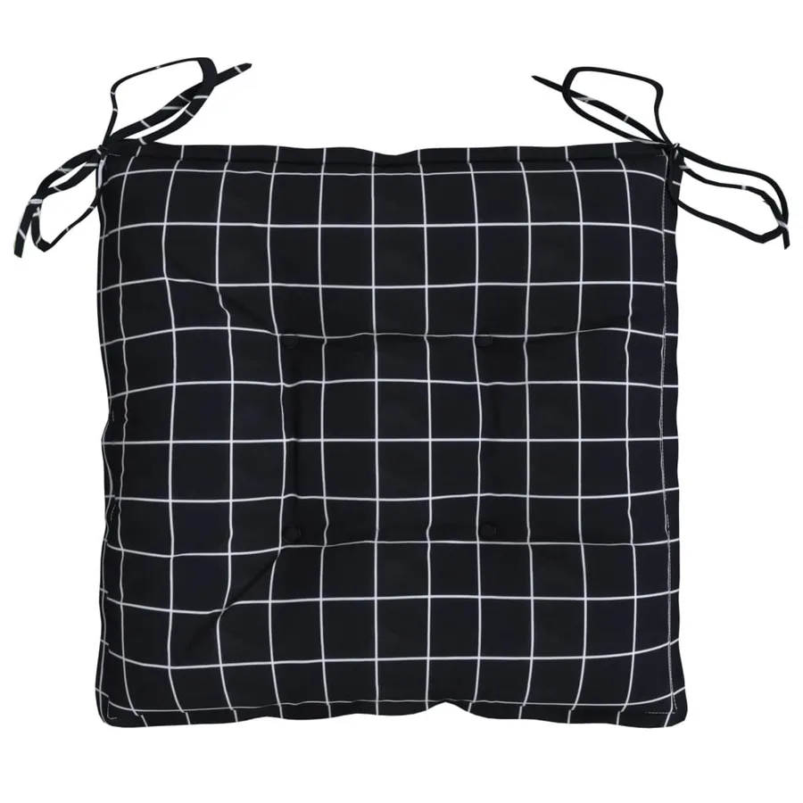Coussins de chaise lot de 6 carreaux noir 50x50x7 cm - 6