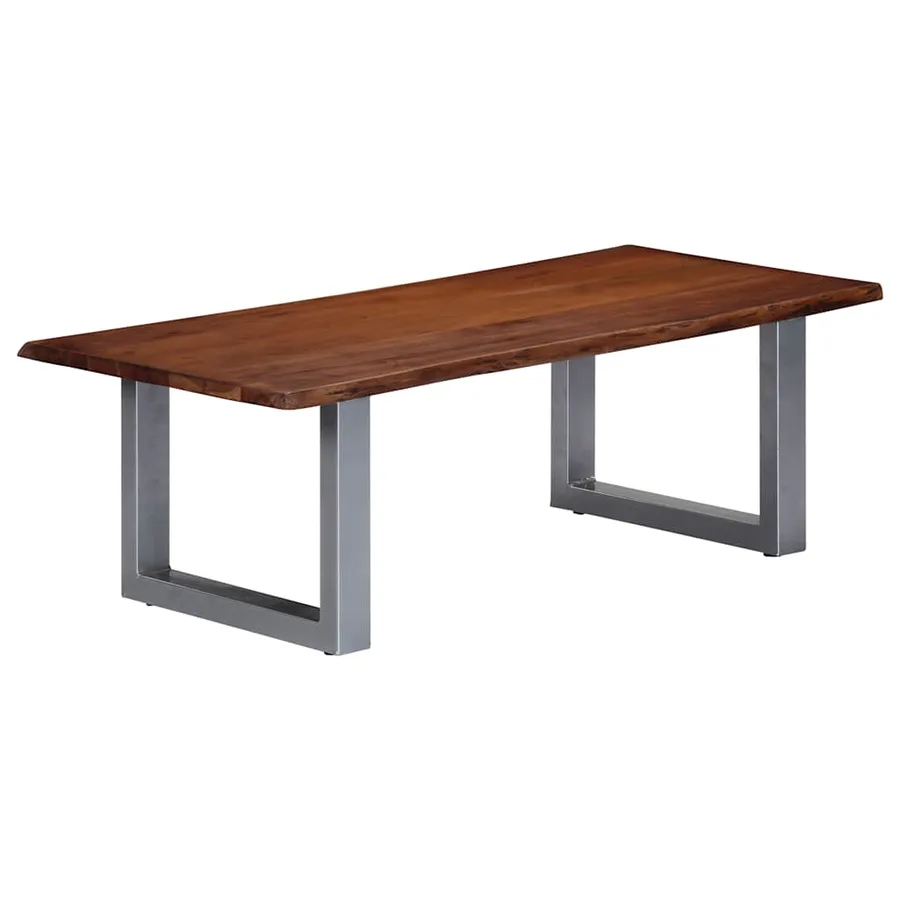 Table basse avec bord naturel 115x60x40 cm Bois d'acacia massif - 10