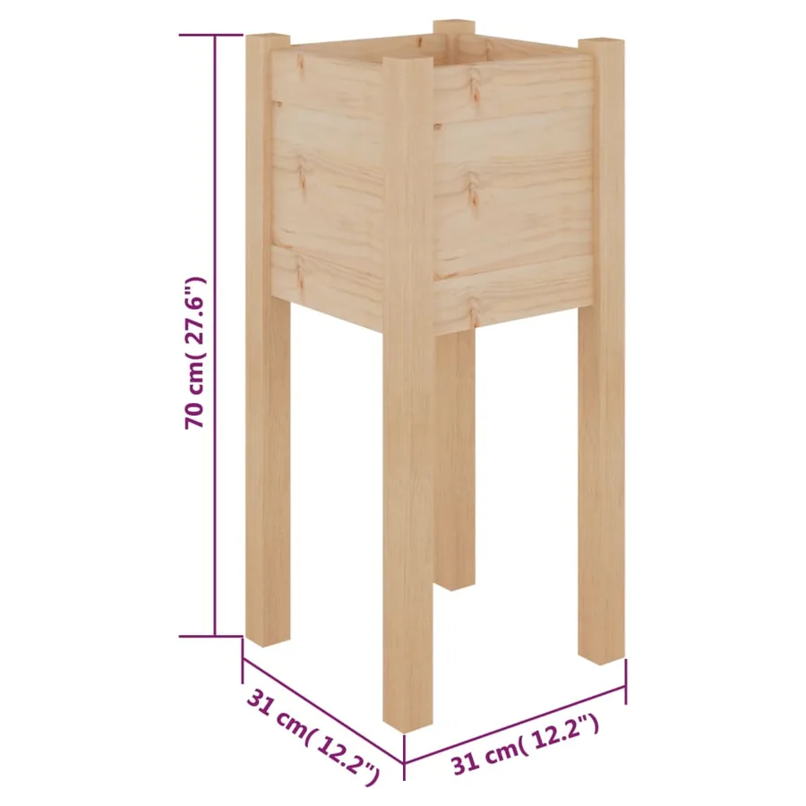 Jardinière d'extérieur 31x31x70 cm bois de pin massif - 7