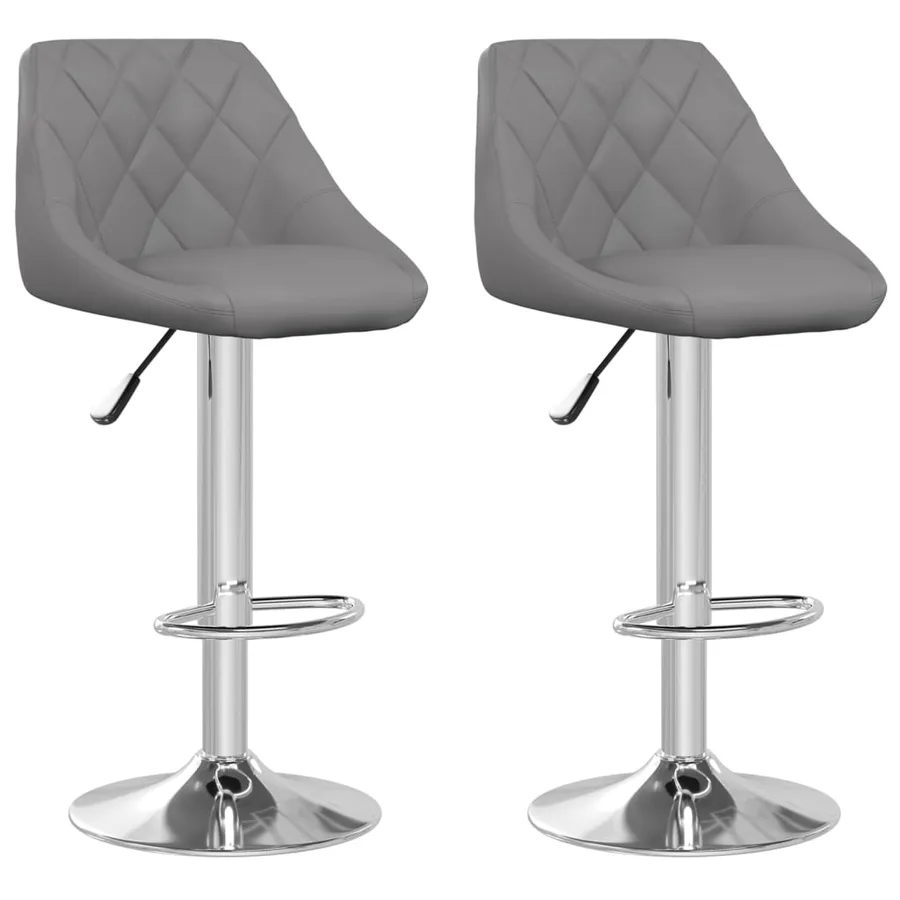 Tabourets de bar lot de 2 gris similicuir - 2