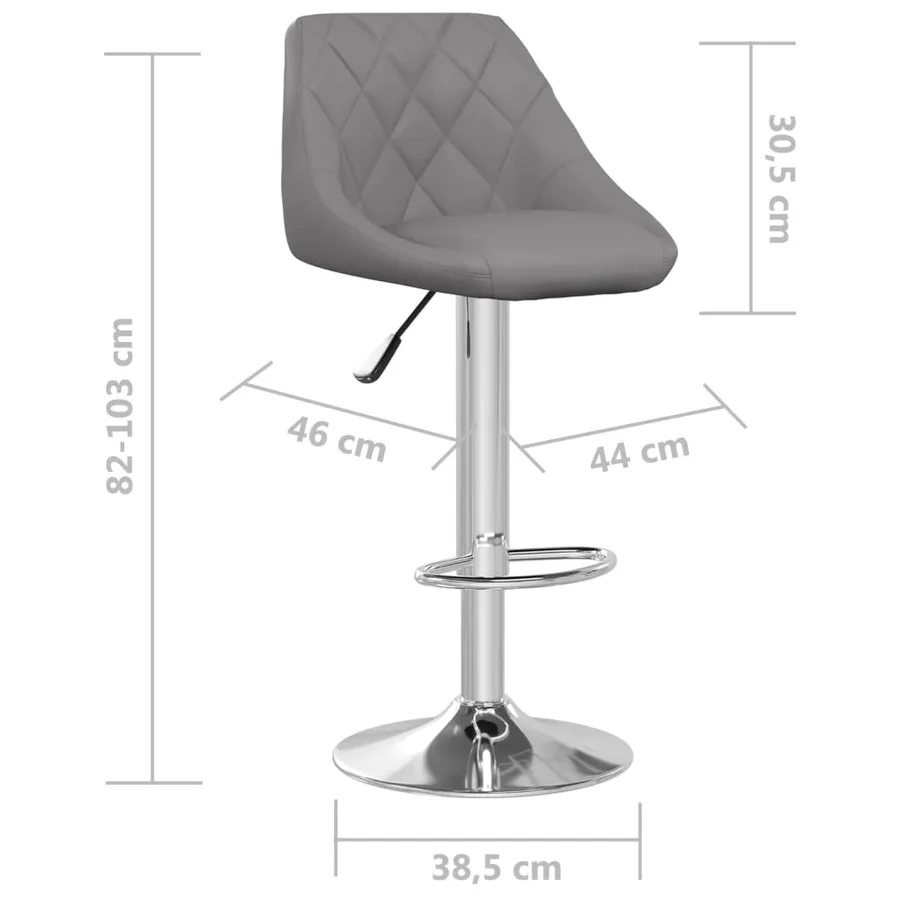 Tabourets de bar lot de 2 gris similicuir - 9