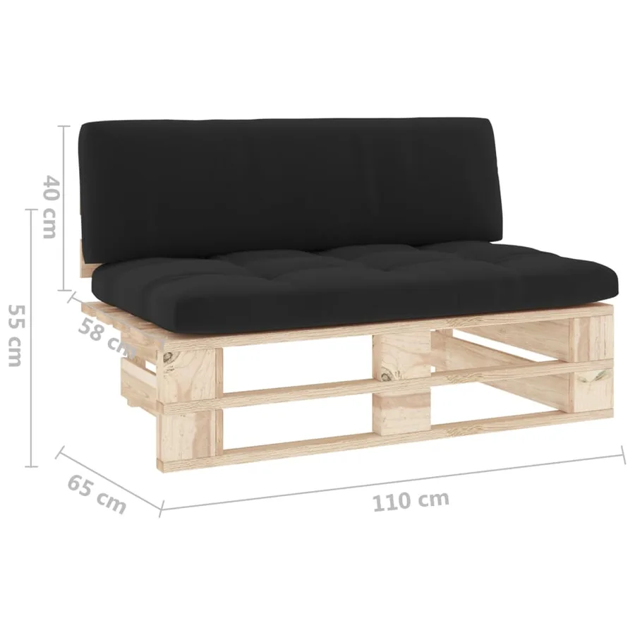 Canapé central palette de jardin bois de pin imprégné - 6