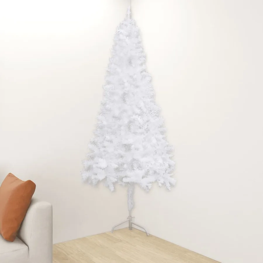 Sapin de Noël artificiel d'angle Blanc 240 cm PVC