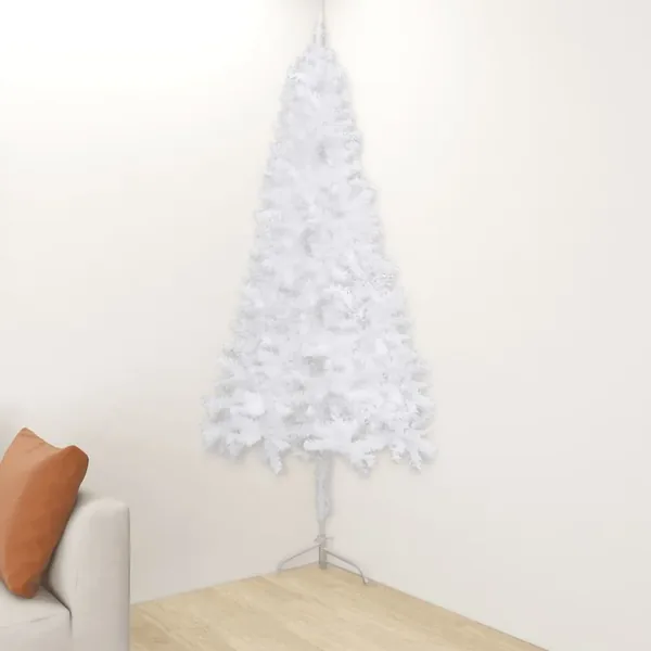 Sapin de Noël artificiel d'angle Blanc 240 cm PVC