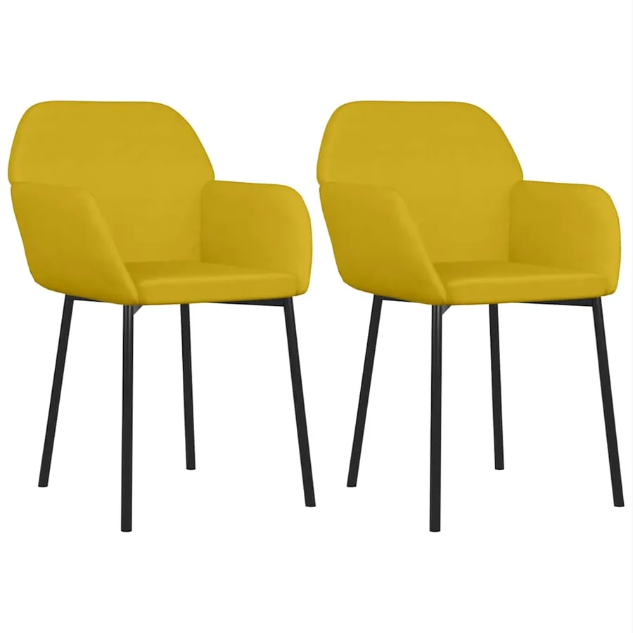 Chaises à manger lot de 2 Jaune Velours - 2