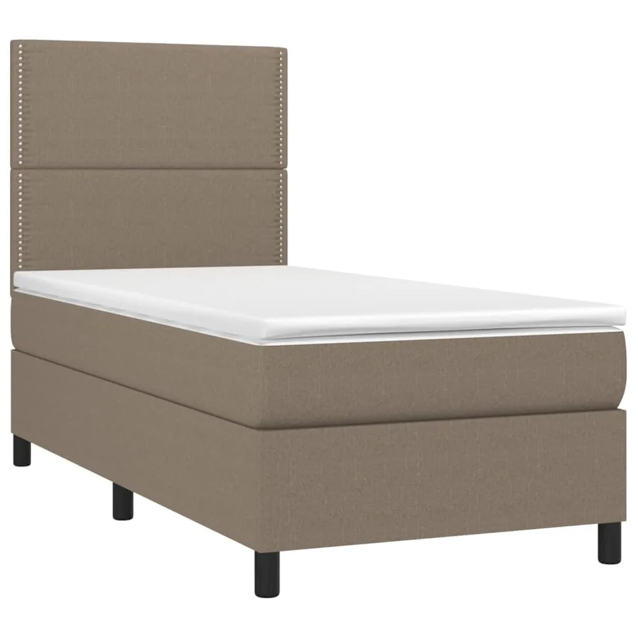 Sommier à lattes de lit et matelas et LED Taupe 90x200 cm Tissu - 3