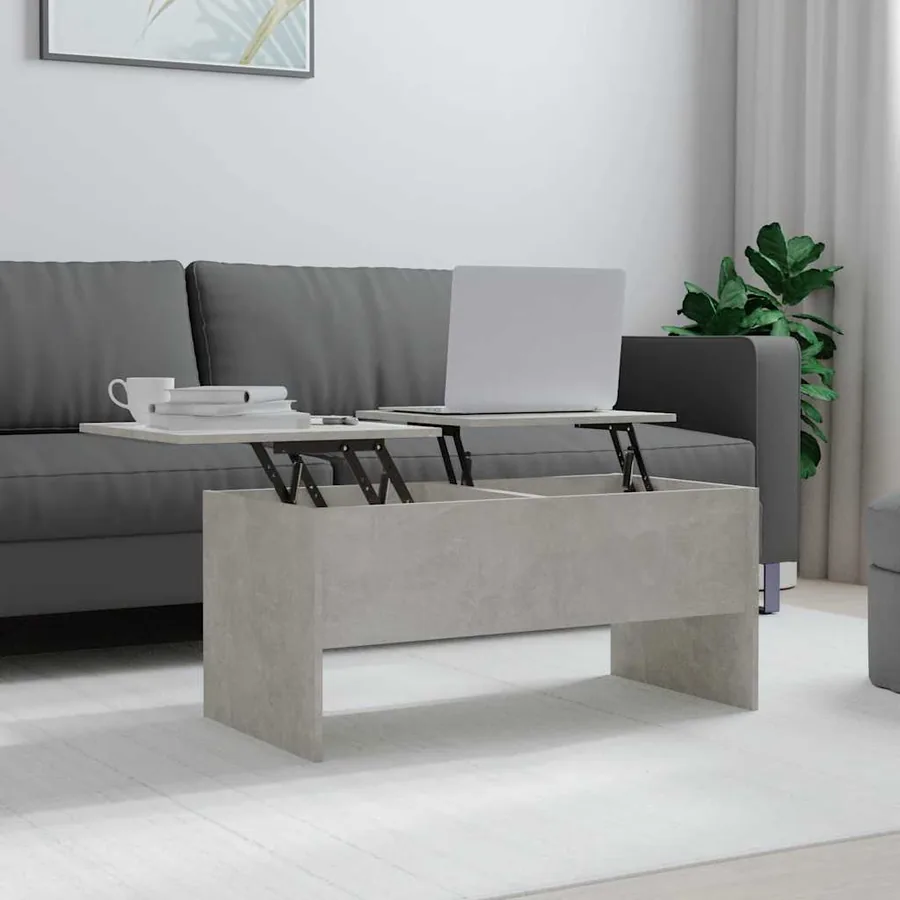 Table basse gris béton 102x50,5x46,5 cm bois d'ingénierie