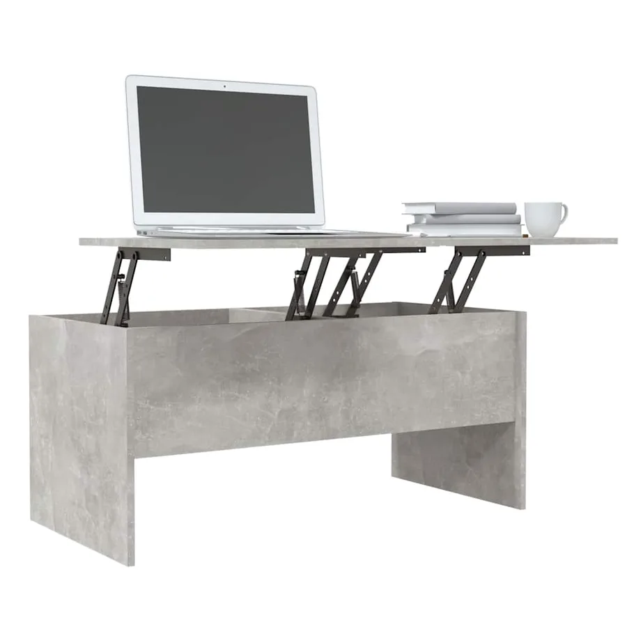 Table basse gris béton 102x50,5x46,5 cm bois d'ingénierie - 4