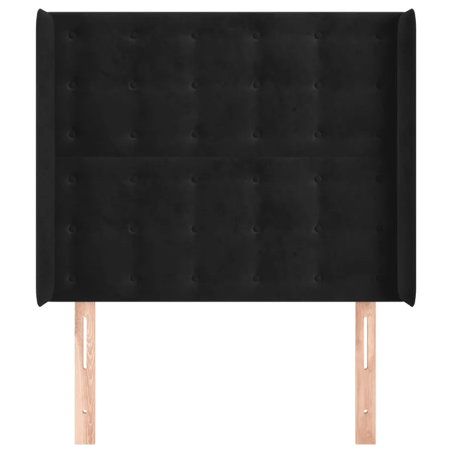 Tête de lit avec oreilles Noir 93x16x118/128 cm Velours - 3