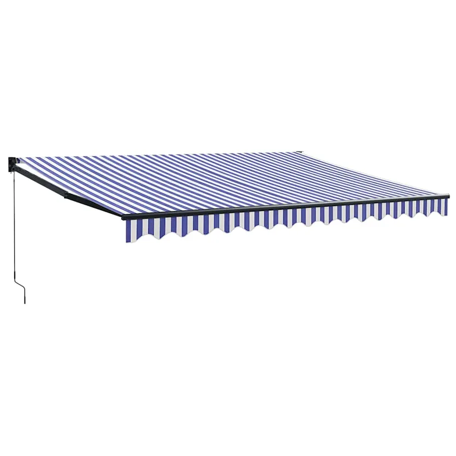 Auvent rétractable bleu et blanc 4x3 m tissu et aluminium - 2