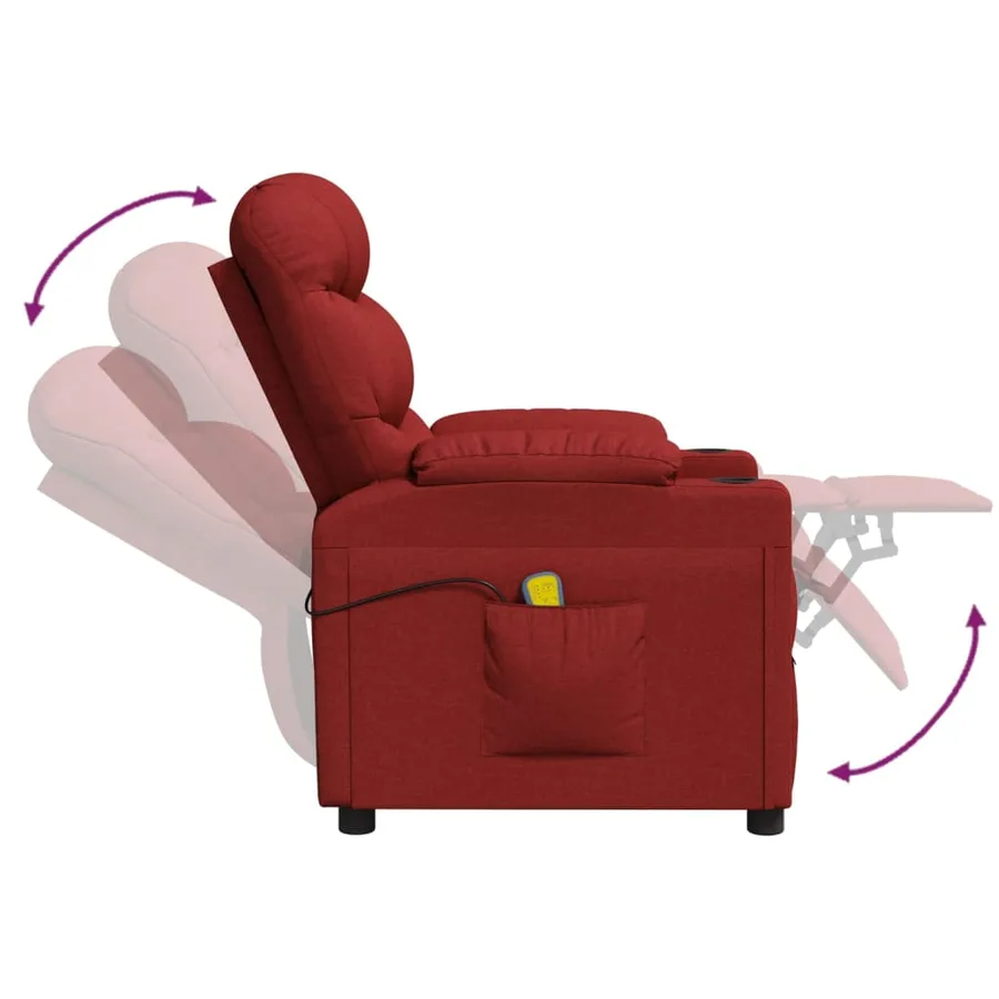 Fauteuil électrique de massage Bordeaux Tissu - 6