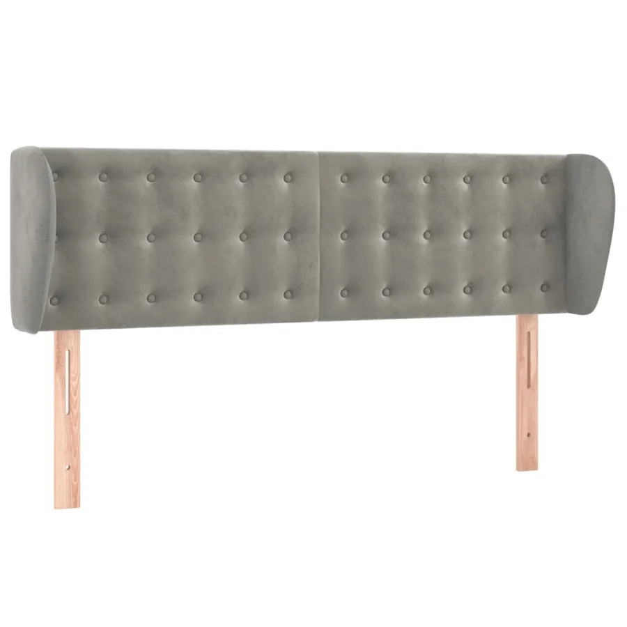Tête de lit avec oreilles Gris clair 147x23x78/88 cm Velours - 2