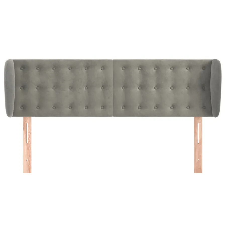Tête de lit avec oreilles Gris clair 147x23x78/88 cm Velours - 3