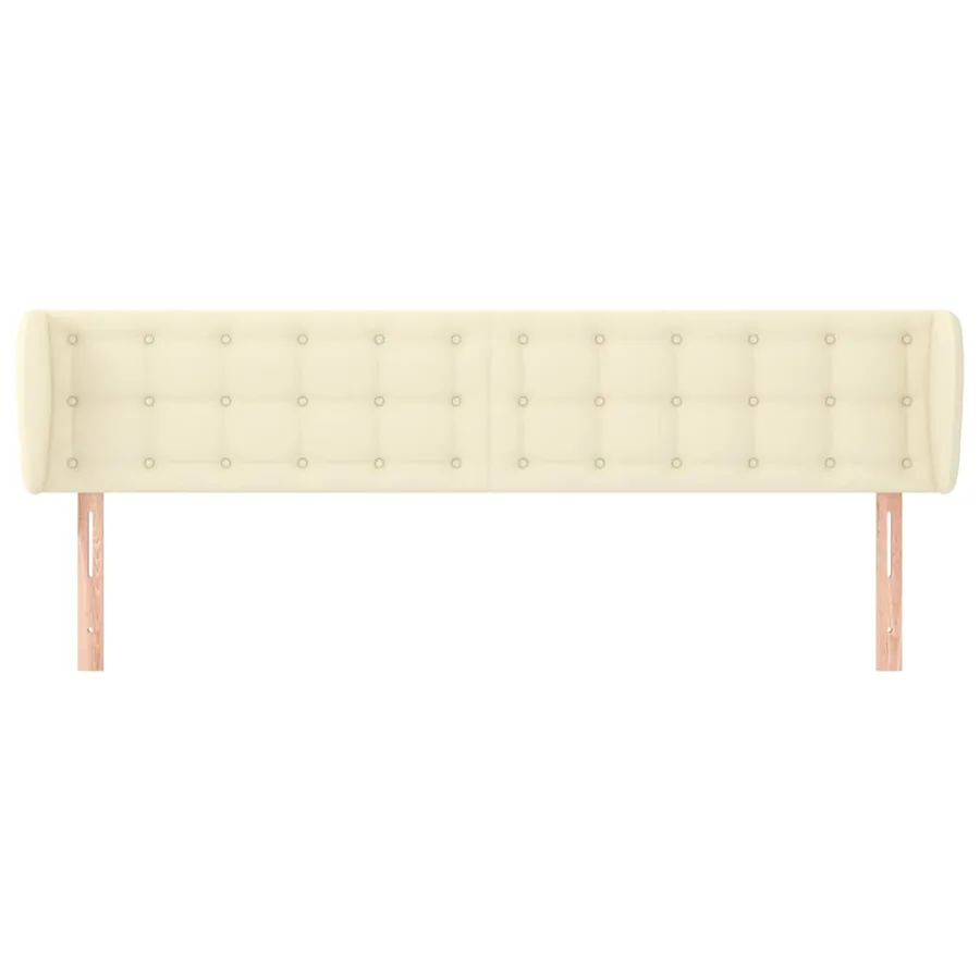 Tête de lit avec oreilles Crème 183x23x78/88 cm Similicuir - 3