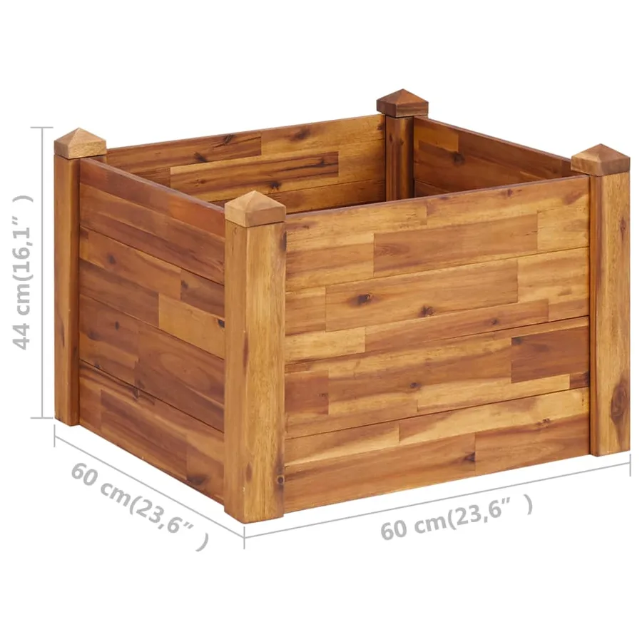 Lit surélevé de jardin 60x60x44 cm Bois massif d'acacia - 6