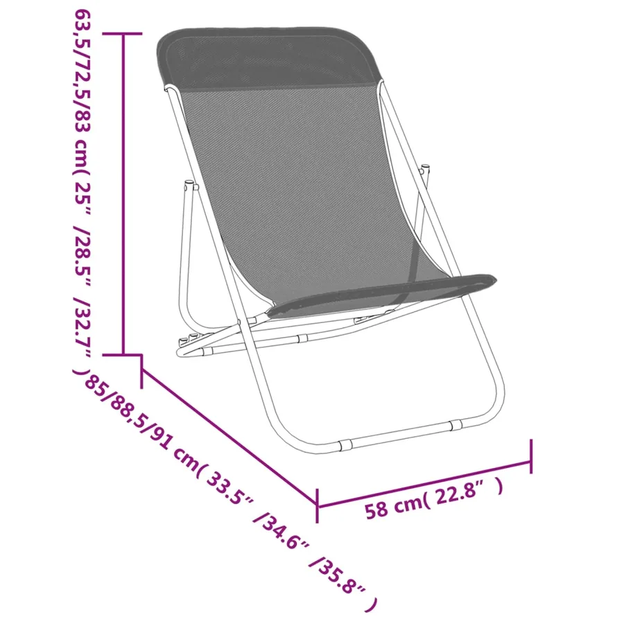 Chaises plage pliantes lot de 2 textilène acier enduit poudre - 12