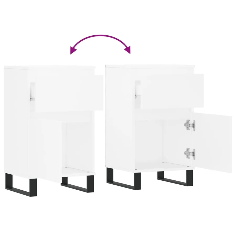 Buffets 2 pcs blanc 40x35x70 cm bois d’ingénierie - 10