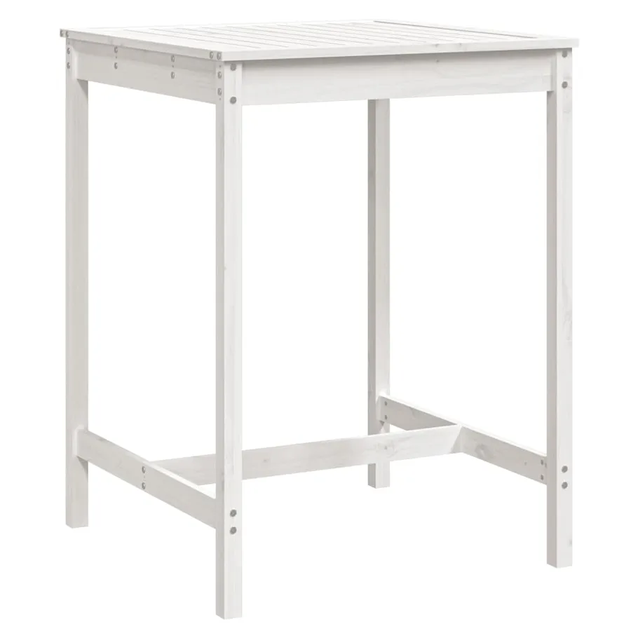 Table de jardin blanc 82,5x82,5x110 cm bois massif de pin - 2
