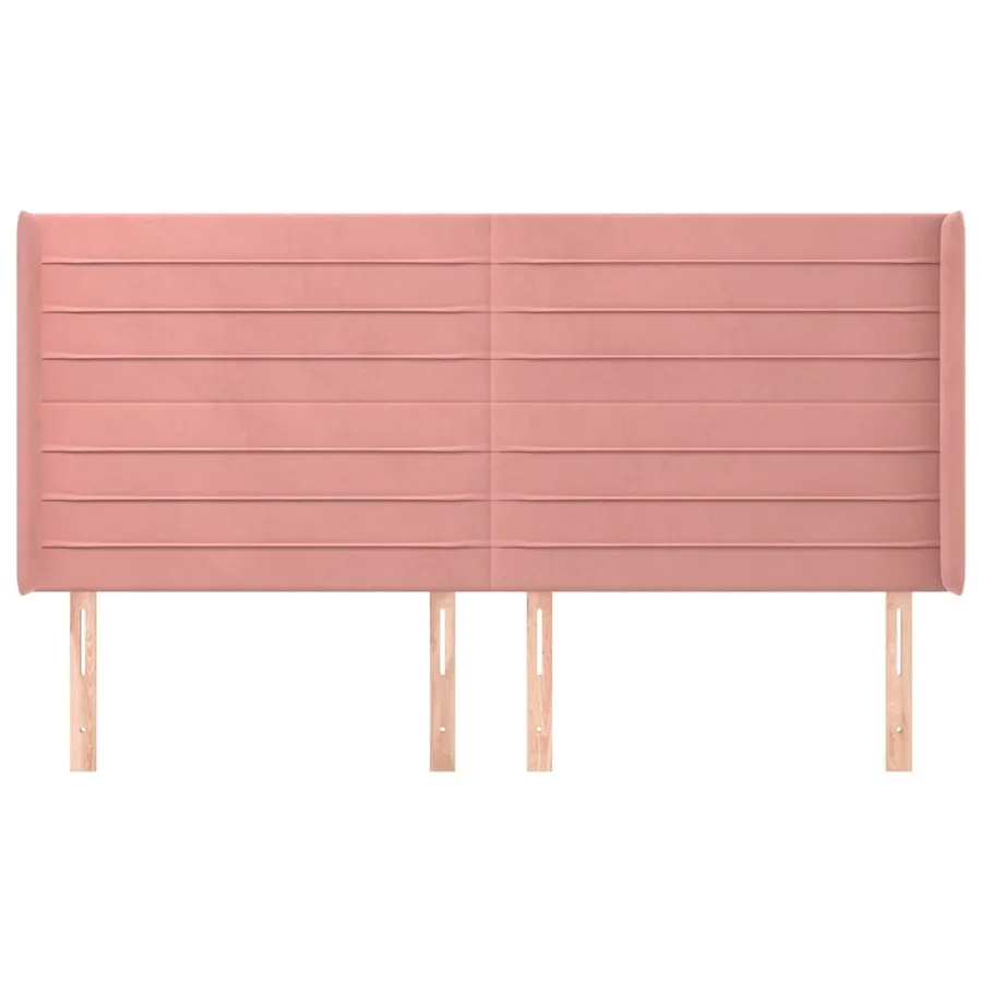 Tête de lit avec oreilles Rose 203x16x118/128 cm Velours - 3