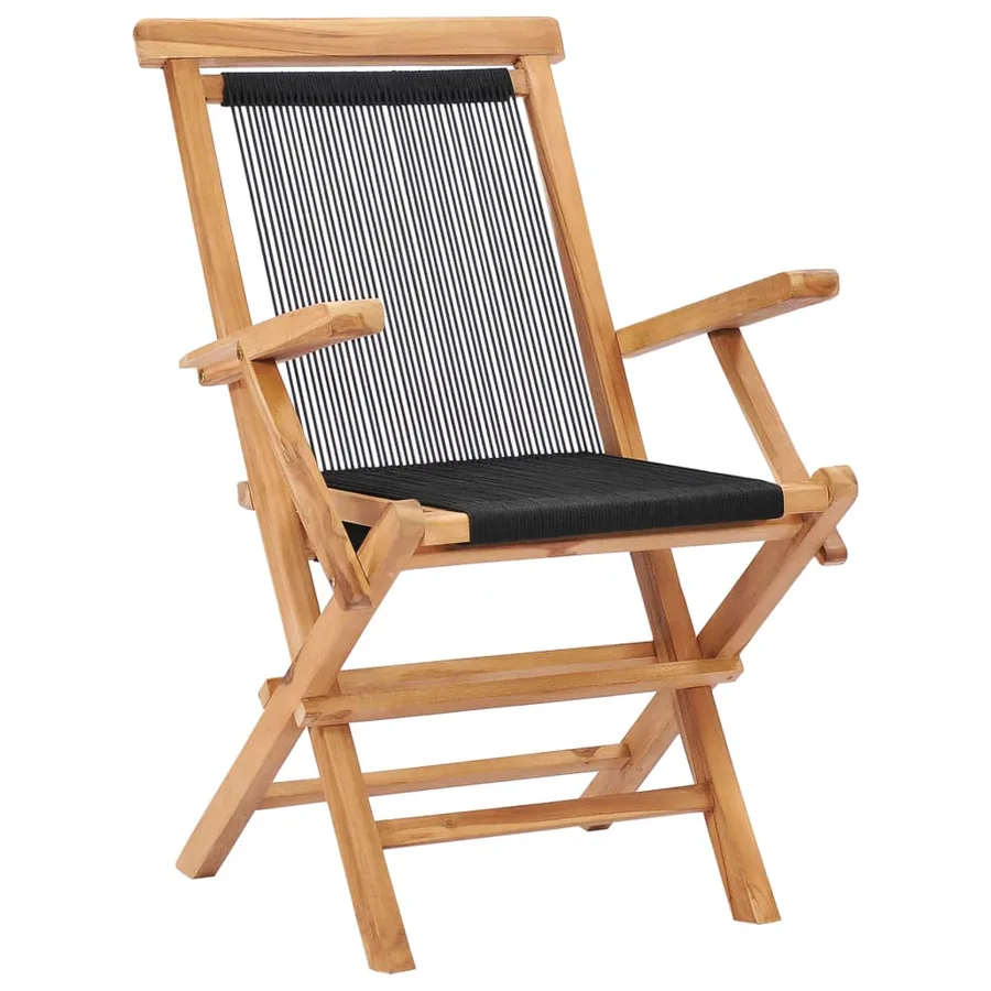 Chaises pliables de jardin lot de 2 Bois teck solide et corde - 2
