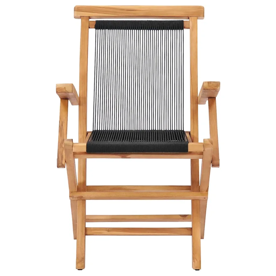 Chaises pliables de jardin lot de 2 Bois teck solide et corde - 3