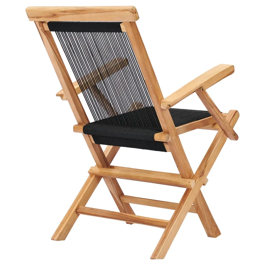 Chaises pliables de jardin lot de 2 Bois teck solide et corde - 4