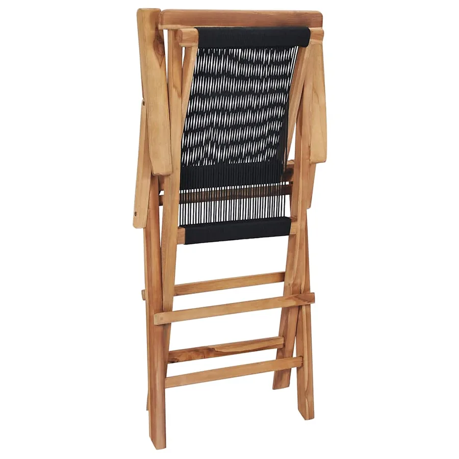 Chaises pliables de jardin lot de 2 Bois teck solide et corde - 5