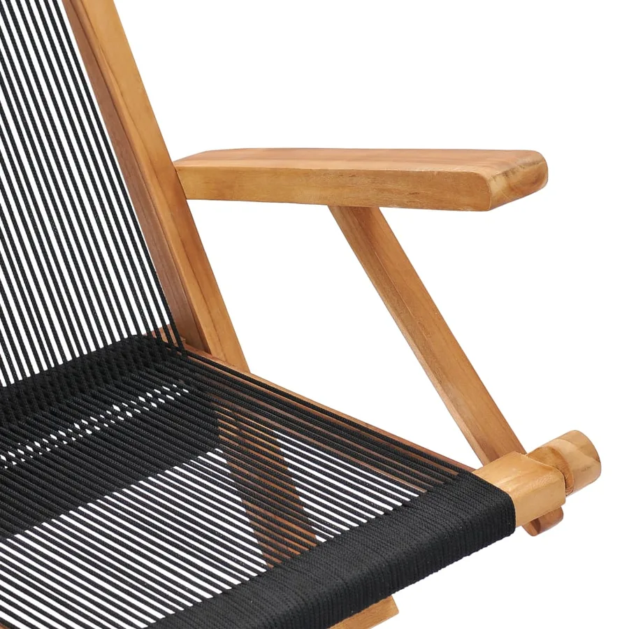 Chaises pliables de jardin lot de 2 Bois teck solide et corde - 6