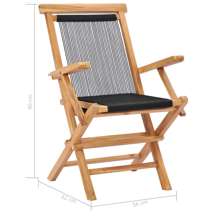 Chaises pliables de jardin lot de 2 Bois teck solide et corde - 8